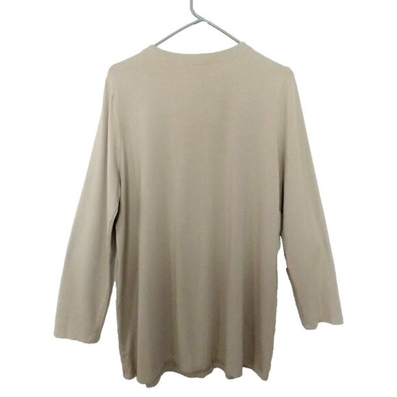 J. Jill Wearever Overlap Cardigan Truffle Beige Long Sleeve Womens Sweater - L - Picture 6 of 7